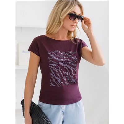 Нарядная футболка с принтом пайетками