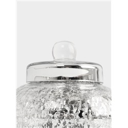 Конфетница, 16х15 см, с крышкой, стекло, серебристая, Кракелюр, Craquelure