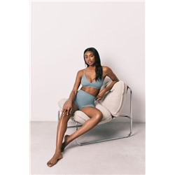 Top triangular canalé sin costuras azul