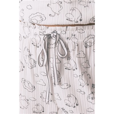 Pijama largo canalé soft blanco estampado Moomin