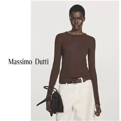 Женская футболка из мягкой эластичной хлопковой смеси с круглым вырезом и длинным рукавом МАССИМО Д