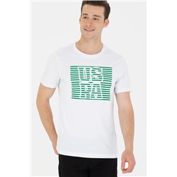 Erkek Beyaz Bisiklet Yaka Tişört