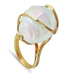 Кольцо (Майорка 18мм барочная бледно-голубая; покрытие золото)