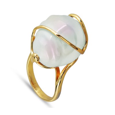 Кольцо (Майорка 18мм барочная бледно-голубая; покрытие золото)