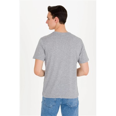 Erkek Gri Melanj Basic V Yaka Tişört