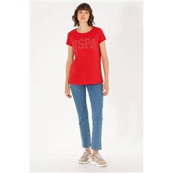 Kadın Kırmızı Bisiklet Yaka Basic Tişört