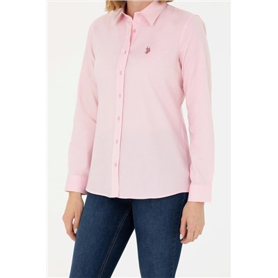 Kadın Pembe Uzun Kollu Basic Gömlek