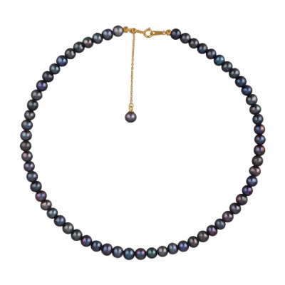 Колье (жемчуг сине-фиолетовый 6-7мм; покрытие золото) 37-43см, Есть комплект