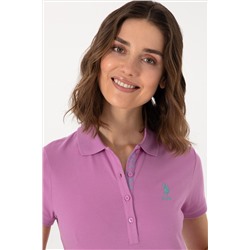 Kadın Fuşya Basic Polo Yaka Tişört