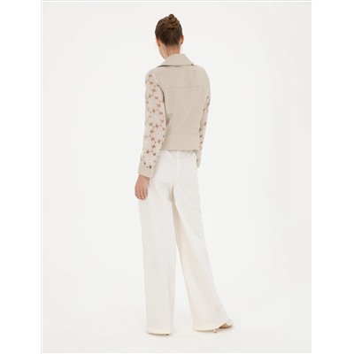 Beyaz Yüksek Bel Straight Fit Pantolon
