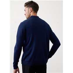 Merino Wool Button-Through Polo Sweater