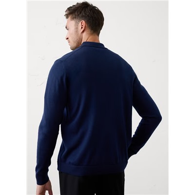 Merino Wool Button-Through Polo Sweater