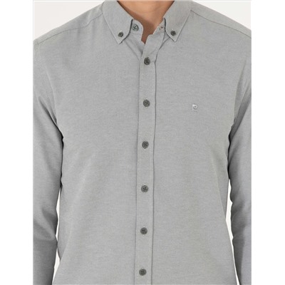 Haki Oxford Slim Fit Uzun Kollu Gömlek