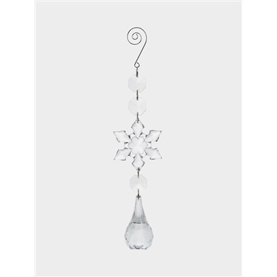Украшение декоративное, 25 см, подвесное, акрил/металл, Снежинка с кристаллом, Event