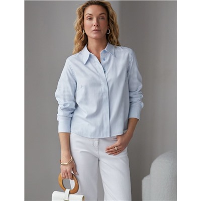 Укороченная блузка в полоску из хлопка