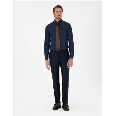 Lacivert Slim Fit Uzun Kollu Gömlek