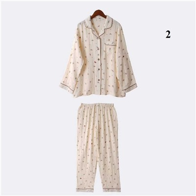 Kомфортная хлопковая двухслойная марлевая женская пижама