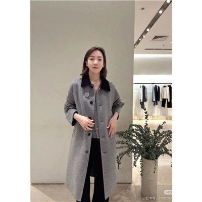 Двубортное шерстяное пальто средней длины АЙСИК*Л