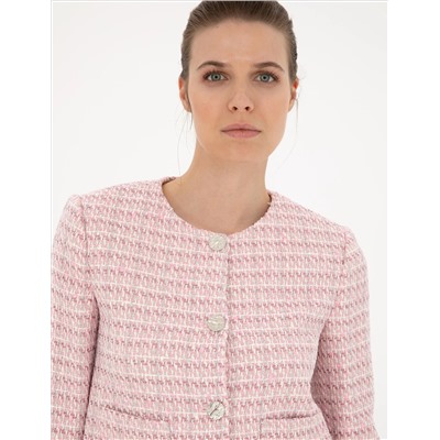 Pembe Tüvit Crop Ceket