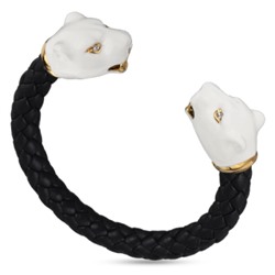 Браслет Пантера (эмаль белая, кристаллы SW белые; покрытие золото), Есть комплект