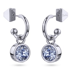 Серьги Теннис (кристаллы SW светлый сапфир 8мм; покрытие родий), Есть комплект