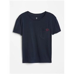 Kids Embroidered Pocket Short Sleeve T-Shirt