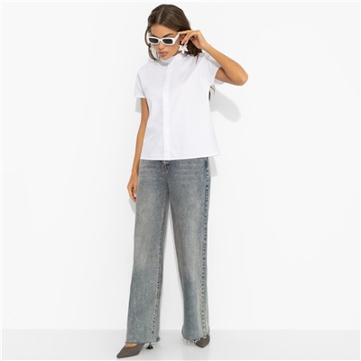 Блуза из хлопка, Модный приём (белая)