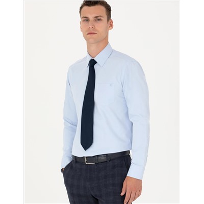 Açık Mavi Regular Fit Uzun Kollu Basic Gömlek