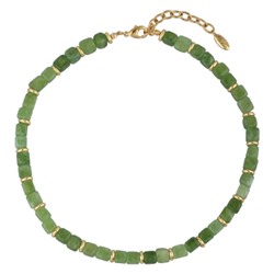 Колье Селена (кварц ярко-зеленый 7-8мм; покрытие золото) 44-49см, Есть комплект
