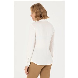 Kadın Ekru Uzun Kollu Gömlek