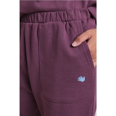 Pantalón flare felpa algodón vino