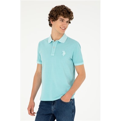 Erkek Slim Fit Polo Yaka Mint Basic Tişört