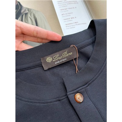 Мужская футболка с круглым вырезом и планкой-хенли (4 цвета)  ЛОРО ПИАН*О