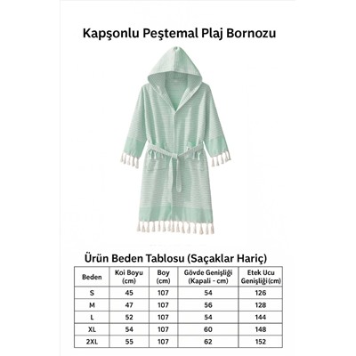 Mira Home Kapşonlu Unisex Peştamal Plaj Bornozu %100 Pamuklu Marelina Yeşil