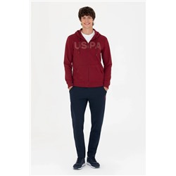 Erkek Bordo Kapüşonlu Örme Hırka