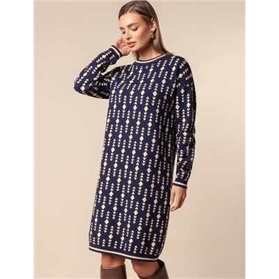 Платье жаккардовой вязки с кашемиром