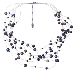 Колье Нежность (жемчуг бензиновый 4-7мм; покрытие родий) 42-47cм, Есть комплект