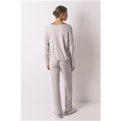Pijama largo canalé perchado gris