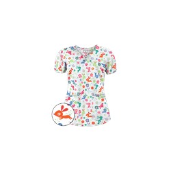 UA Springtime Hop White Print Scrub Top