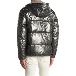 Michael Kors Metallic Faux Shearling Lined Hood Puffer Jacket