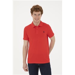Erkek Slim Fit Polo Yaka Kırmızı Basic Tişört