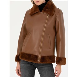 Kahverengi Regular Fit Deri Ceket