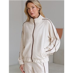 Свободный бомбер с лампасами на молнии из петельчатого футера двухнитки с эластаном