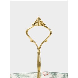 Подставка для пирожных, 25х20/24 см, 2 яруса, керамика D/металл, Еловые ветки, Festival