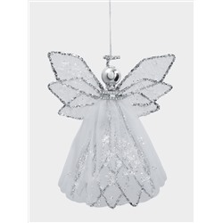 Игрушка елочная, 15 см, металл/ткань, серебристая, Ангел, Event