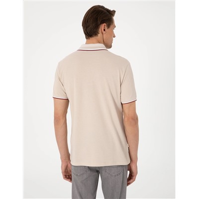 Bej Slim Fit Polo Yaka Tişört