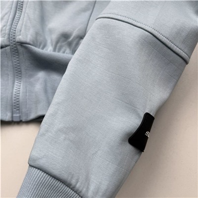 Детская укороченная кофта на замке с капюшоном  ГУЛИВЕ*Р  Экспорт в Россию  В красивом голубом цвете Материал: хлопок 56%, полиэстер 40%, эластичной волокно 4%