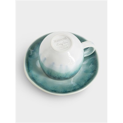 Чашка с блюдцем, 120 мл, голубая, Nuances