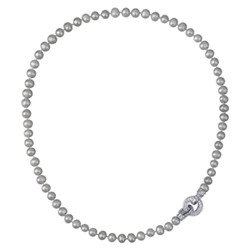 Колье (жемчуг серо-голубой 7-8мм, фианит; покрытие родий) 50см, Есть комплект