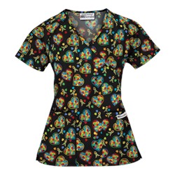 UA Autism Speaks Black Mock Wrap Scrub Top